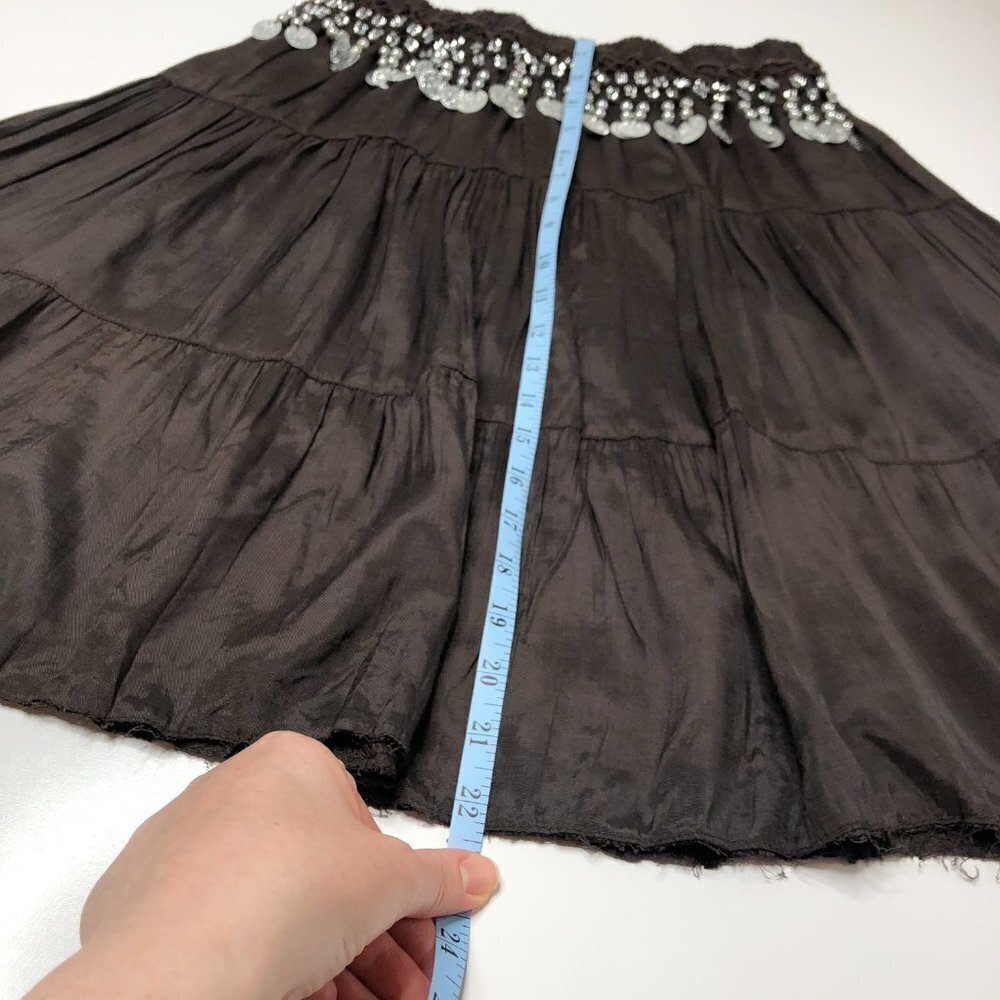 ROCK & ROSE Belly Dancing Chocolate Brown Gypsy Boho Hippie Swing Tiered Skirt - Picture 12 of 13